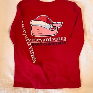 Child size small Vineyard Vines red holiday / Christmas long sleeve logo tee